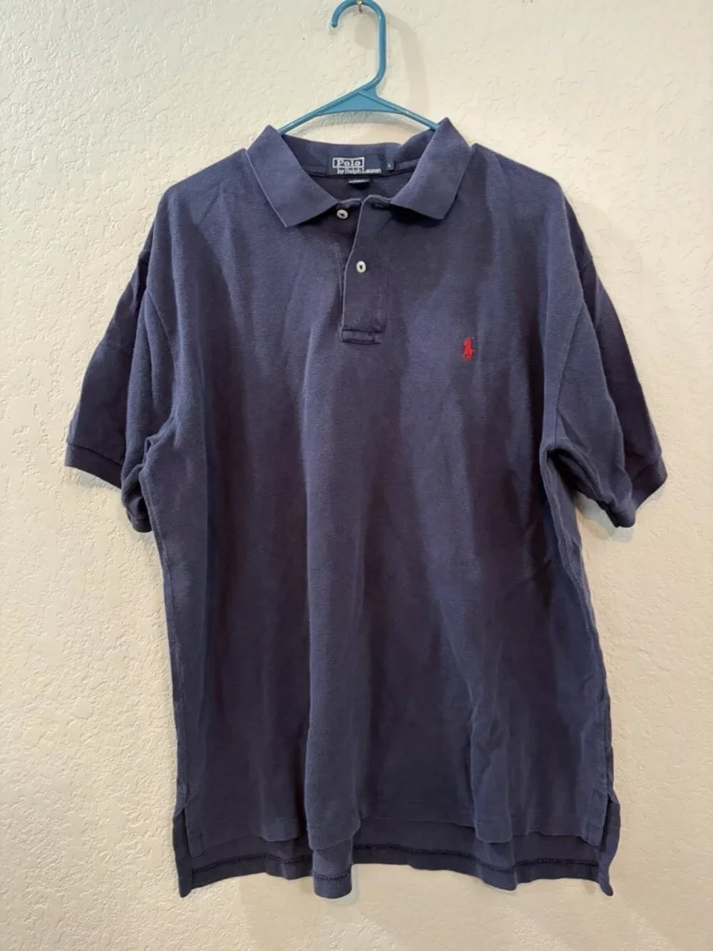 Vintage Polo By Ralph Lauren Navy Polo Sz L 100% Cotton